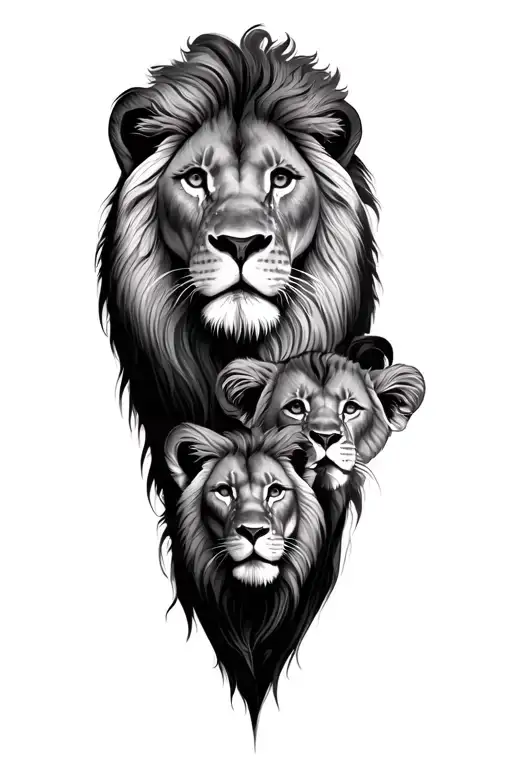 Lion Family Tattoo Of 9