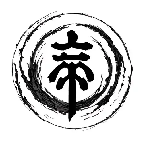 Japanese Kanji For Love Inside An Incomplete Enso Circle