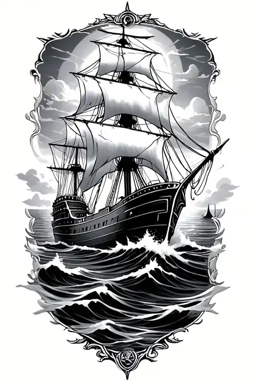 Nettuno With A Ship In The Sea