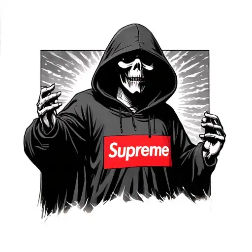 Grim Reaper Wearing A Supreme Box Logo Hoodie Ascending Into Heaven
