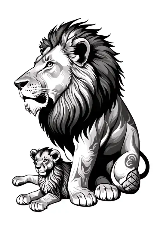 Lion With Cub Leg