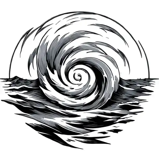 Simple Hurricane Line Art