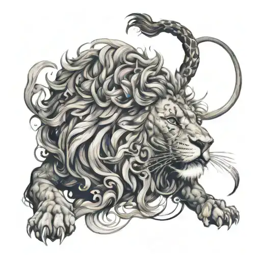 An Intricate Lion Swimming Gracefully Underwater