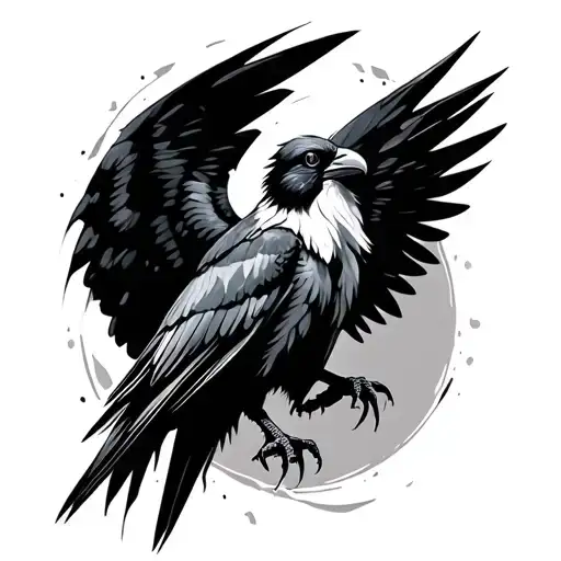 Geometric Crow Spread Wings