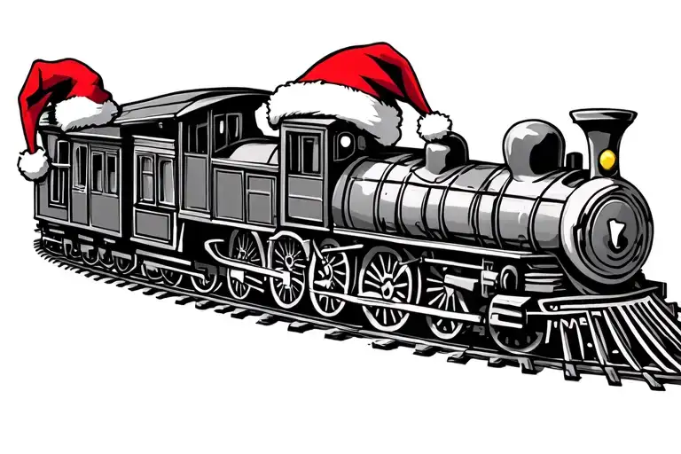 3 Car Train With Santa Hat At The Top