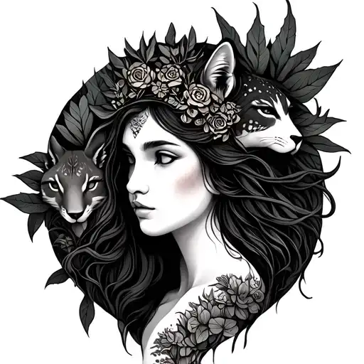 Forest Goddess With Animals