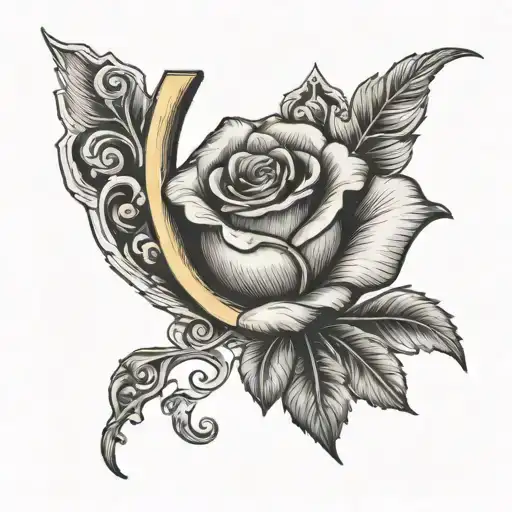 Horseshoe With Single Yellow Rose