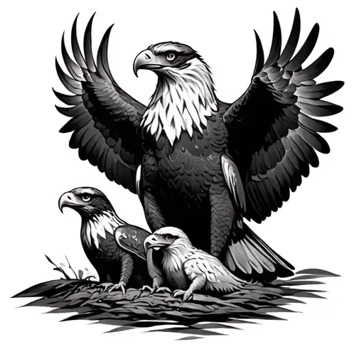 Eagle With Babies