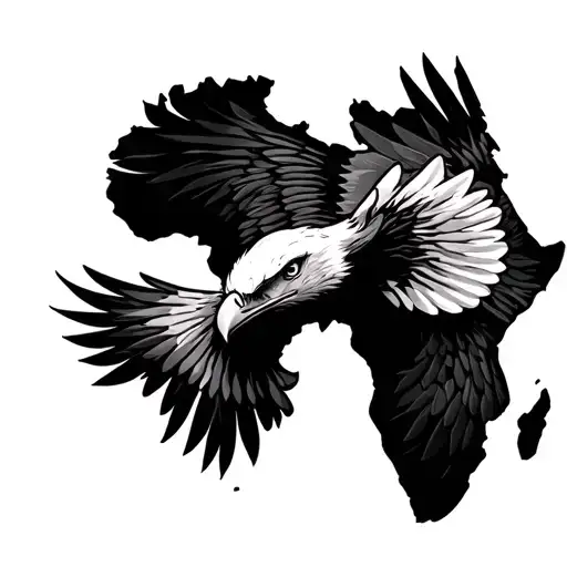 African Continent With An Eagle Soaring