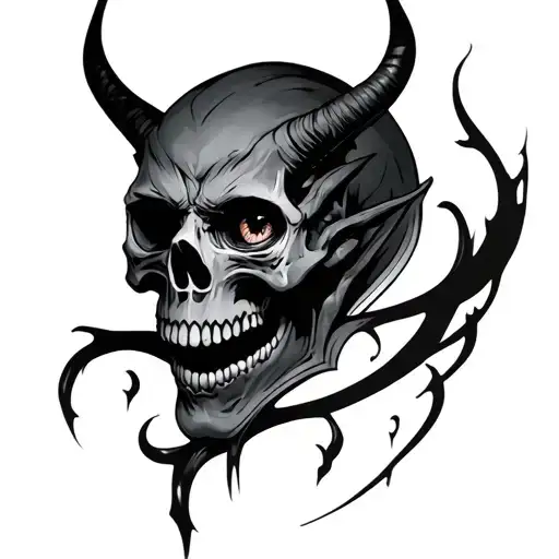 Demon Skull Face One Eye