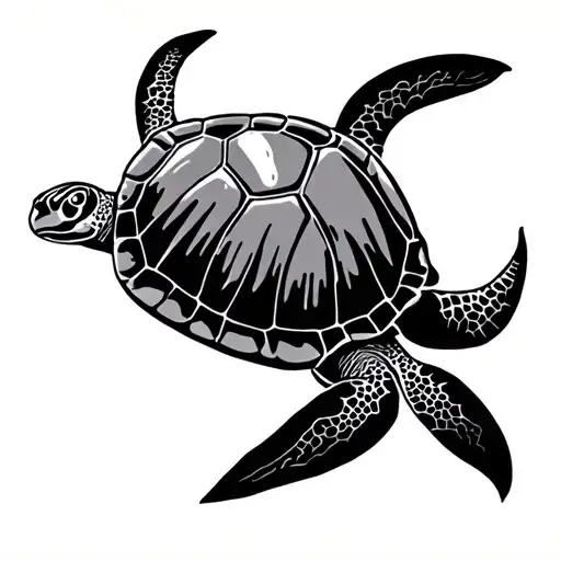 Minimalist Turtle Swimming Line