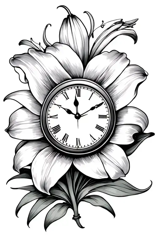 Easter Lilly Flower W Clock