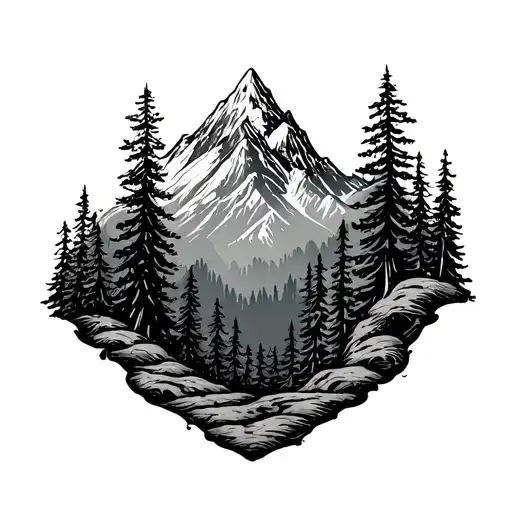 Mountain With Trees Wrapping Around Leg Sleeve