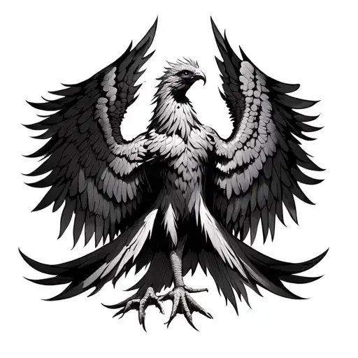 Realistic Phoenix With Wings Spread