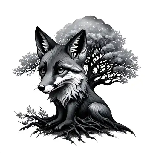 Yggdrassil Tree And Fox