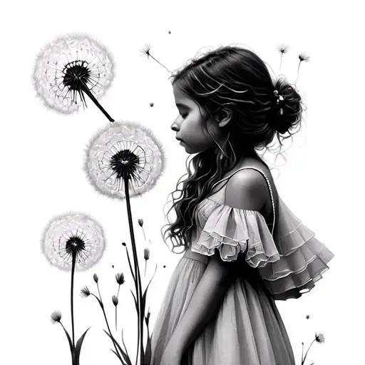 Dandelion Blowing Mother Daughter