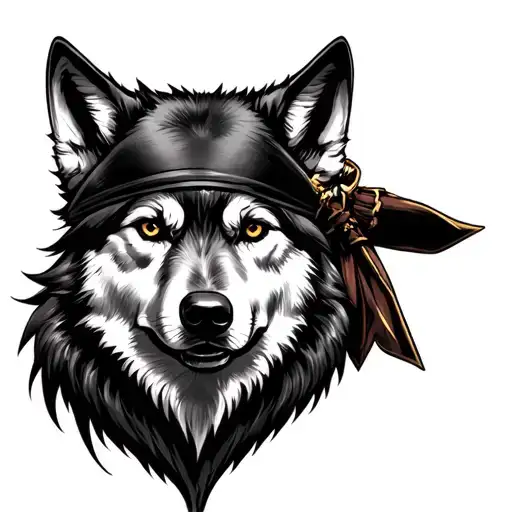Pirate Head And Black And White Realism Wolf