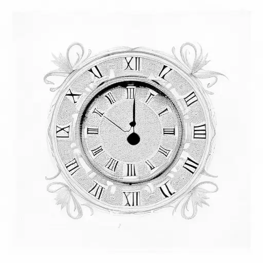 A Clock Face With Roman Numerals And Delicate Filigree Patterns