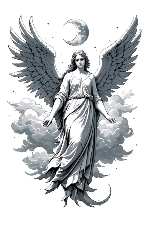 Moon Clouds Guardian Angel