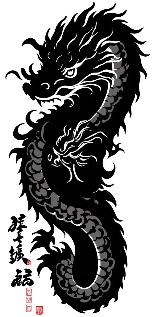 Traditional Chinese Dragon And Writing Family