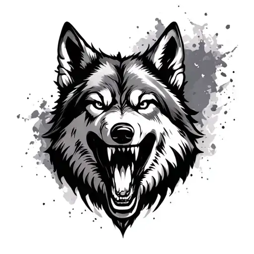 Scary Wolf Face Surrounded