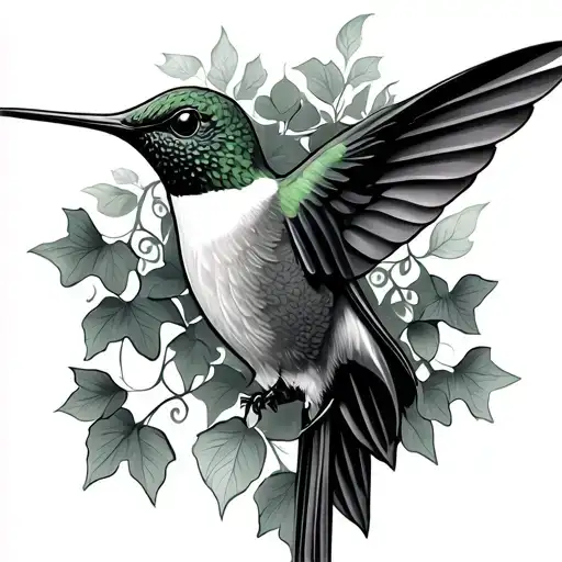 Hummingbird And Ivy Vines