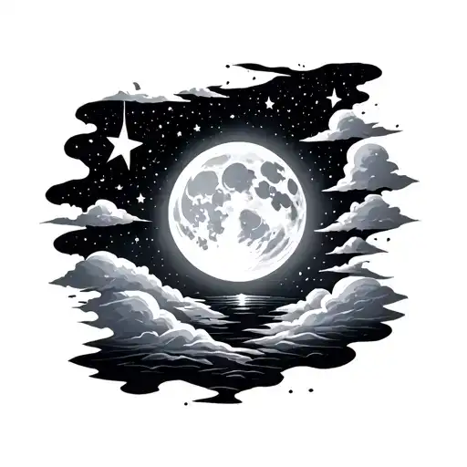 The Sky With Stars Shining And Moon