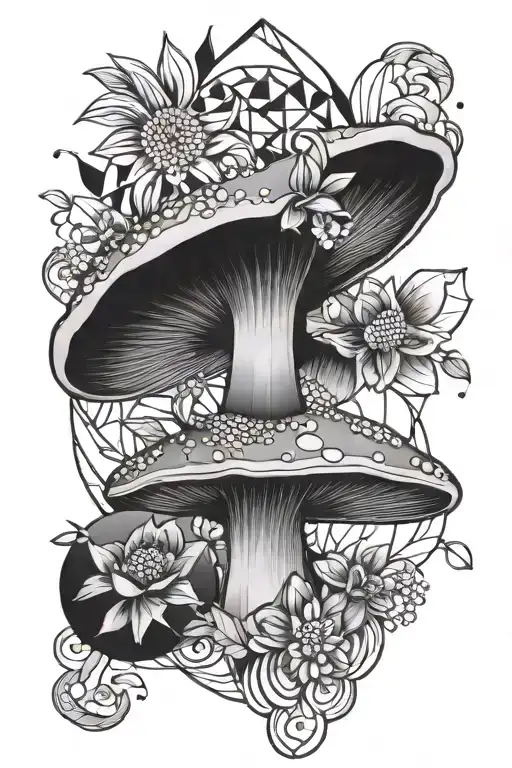 Feminine Flower Mushroom Crystal And Geometric Mandela