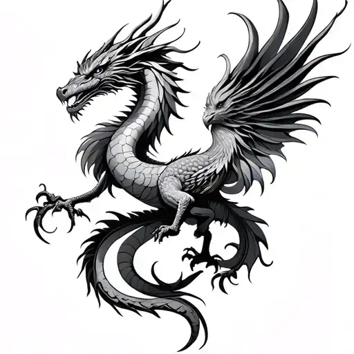 Dragon And Phoenix Side By Side