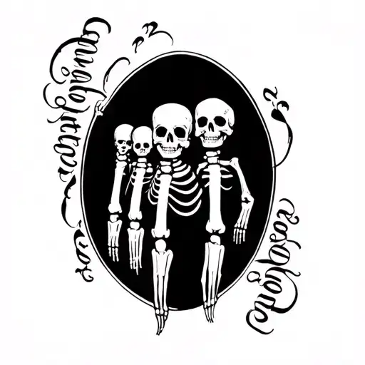 Skeleton Fingers Tatto Going Up To A Forearm Tattoo Of A Family Of Four Names