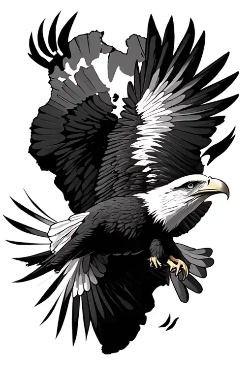 African Continent With An Eagle Soaring