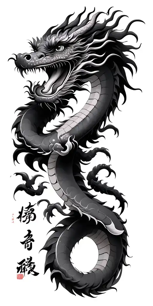 Chinese Dragon And Writing Family