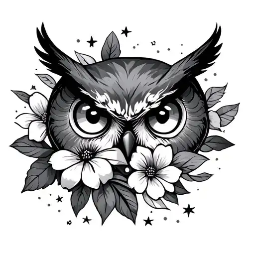 Owl Eyes Inside Flowers And Stars