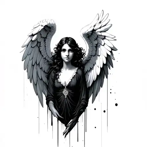 Minimalistic Aesthetic Angel Girl With Wings