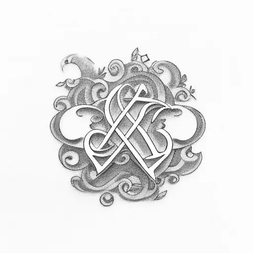 I Want A Tattoo That Has My Daughters' Initials A And U With A Family Background