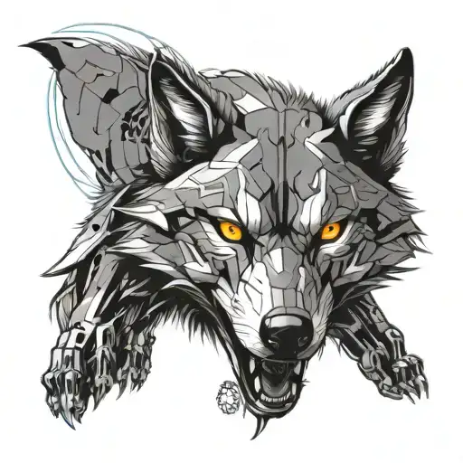 A Futuristic Wolf With Glowing Eyes And Clean Lines
