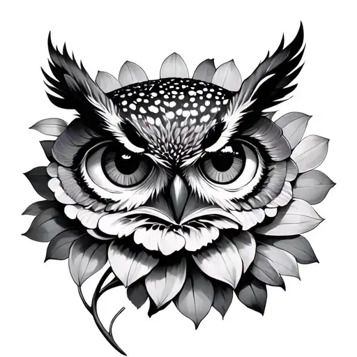 Owl Eyes Inside Flowers