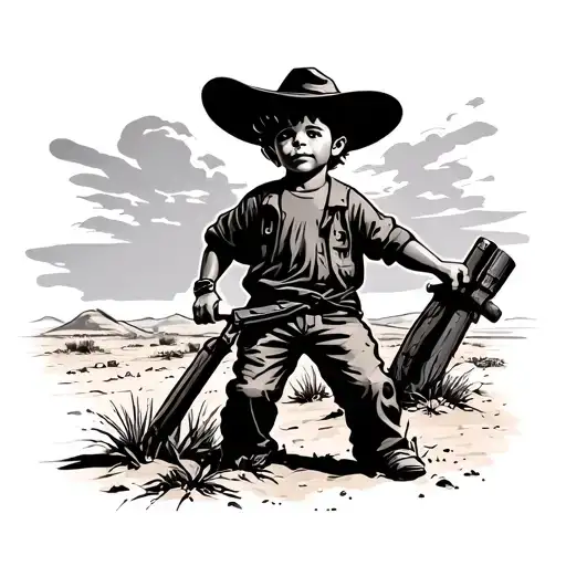 Young Boy Crossing Mexican Border In The Desert