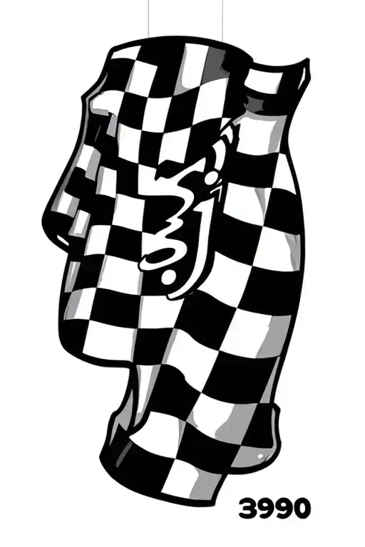 Checkered Flag With The Number 390