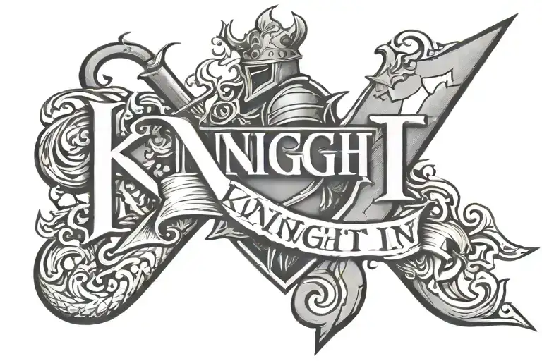 The Word Knight In Tinka Babe Shadow Font On Forearm