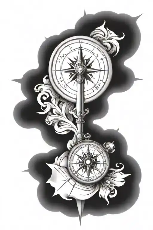 Compass Cross Tattoo Design