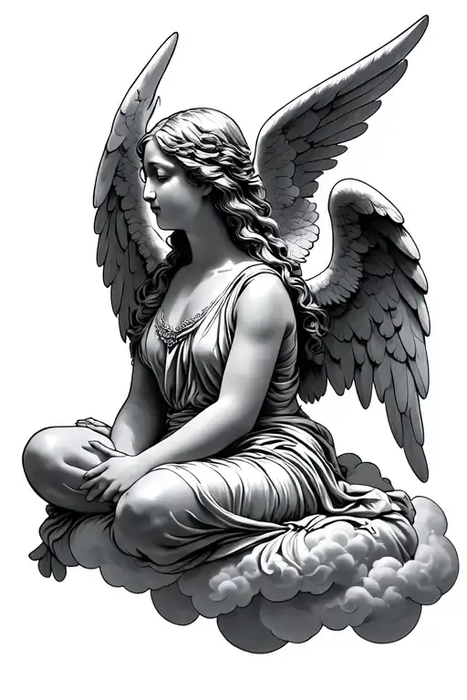 Angel Sitting On Cloud