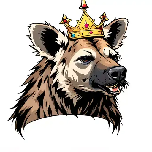 Mischevious Hyena With A Crown Made