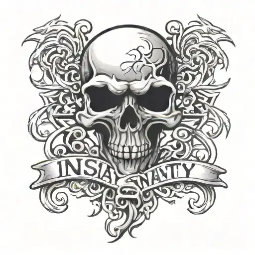 Insanity Text Skull
