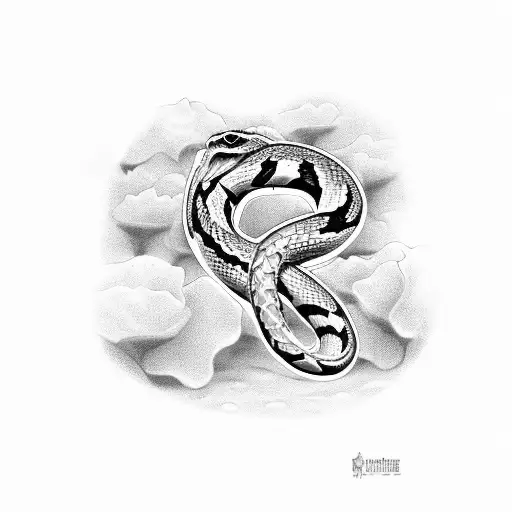 Two Snakes Crossing And Flowers In The Background