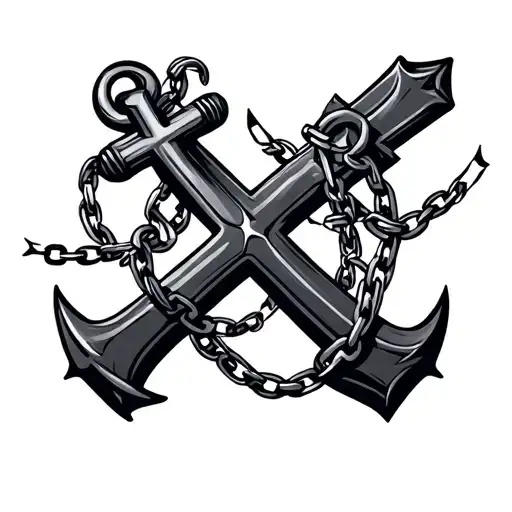 Navy Anchor Chained To A Cross