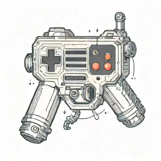 A Star Wars Themed Tattoo Featuring A Gameboy Controller As A Lightsaber Handle