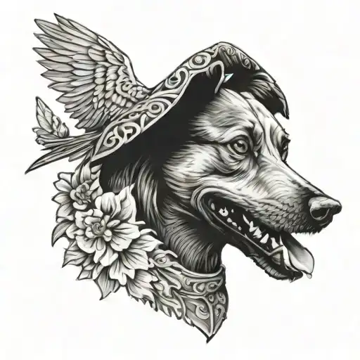 Dog With A Bird In Its Teeth