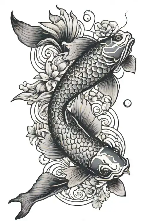 Koi Fish And Butter Fly