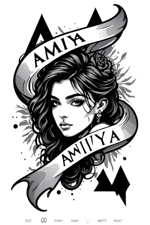 A Big Forearm Tattoo With The Name Amiya And Black Shading Around It